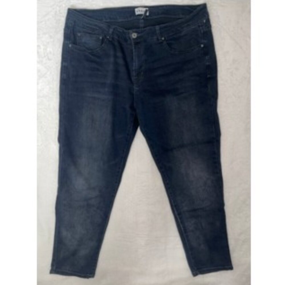 Rebel Jeans Women 38x27 Size 18W Dark Blue Denim Cropped Ankle Pockets